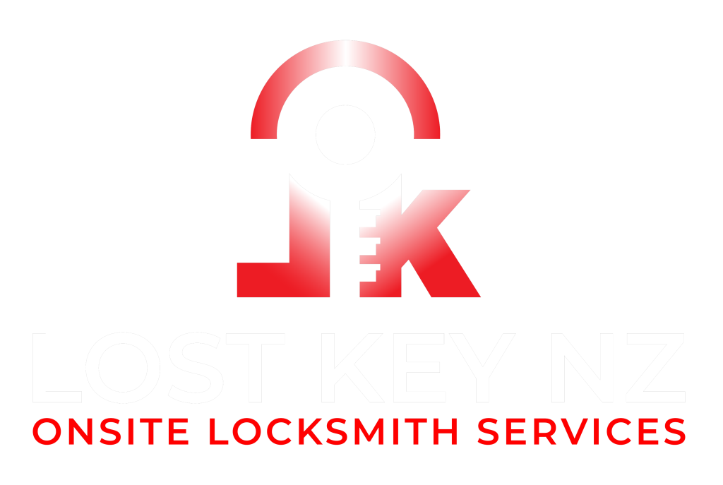 Lost Key NZ logo featuring a red and white design with a keyhole symbol, representing locksmith services.